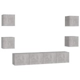 Cumpara ieftin Set de dulapuri TV, 6 piese, gri beton, lemn prelucrat