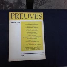 REVISTA PREUVES NR.179/1966 (CU ARTICOLE DE MICHEL GROZIER, ALBERTO MORAVIA, CARLO FALCONI SI ALTII, TEXT IN LIMBA FRANCEZA)