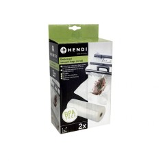 Set 2 role pungi vacuum gofrate 20 cm x 6 metri, Hendi, 2 straturi, 75 microni grosime, filtru UV, DNH971062
