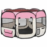 Cumpara ieftin Tarc joaca pliabil caini cu sac de transport roz 110x110x58 cm