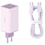 Incarcator retea Baseus GaN6 Pro,QC 100W,2xUSB Type-C Output 5V/3A,2xUSB (include Cablu USB Type-C la USB Type-C de 100W),albastru