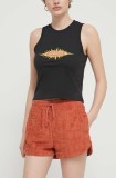 Volcom pantaloni scurti femei, culoarea portocaliu, high waist