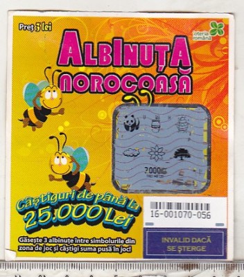bnk div Bilet Loteria Nationala 3 lei - Albinuta norocoasa foto