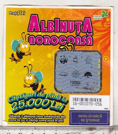 bnk div Bilet Loteria Nationala 3 lei - Albinuta norocoasa
