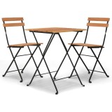 Cumpara ieftin Set mobilier de bistro pliabil, 3 piese, lemn masiv tec si otel