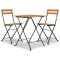 Set mobilier de bistro pliabil, 3 piese, lemn masiv tec si otel