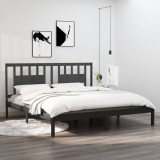 VidaXL Cadru de pat, gri, 200x200 cm, lemn masiv de pin