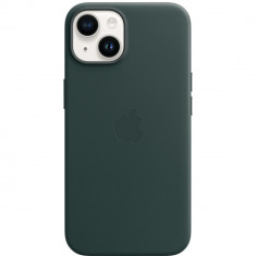 Husa de protectie Apple Leather Case with MagSafe pentru iPhone 14, Forest Green