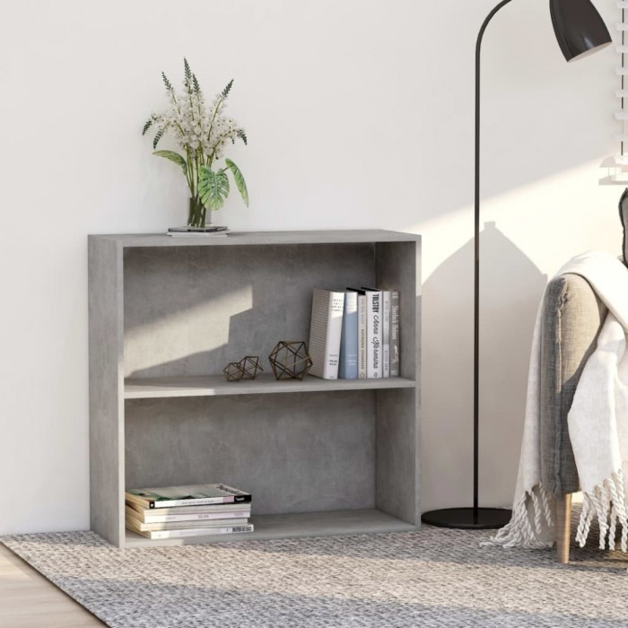 Gossi biblioteca cu 2 rafturi, gri beton, 80 x 30 x 76,5 cm, pal