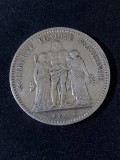 Moneda Argint Franța 1875 A, 5 Franci, 25g, Argint 0.900, #4