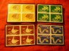 Serie Liechtenstein 1973 - Fauna, 4 val. in blocuri de 4, Nestampilat