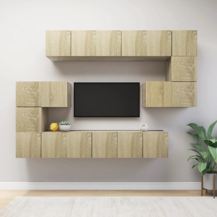 vidaXL Set dulapuri TV, 10 piese, stejar sonoma, lemn prelucrat 3079039