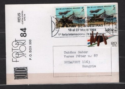 SPANIA 1984 - ANIVERSARI. AVION. TANC. CARTE POSTALA MAXIMA, Y10 foto