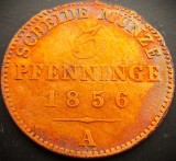 Moneda istorica 3 PFENNINGE - PRUSIA (Germania), anul 1856 A * cod 347, Europa