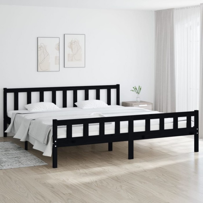 vidaXL Cadru de pat, negru, 160x200 cm, lemn masiv 810693
