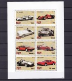 Minicoală de 8 timbre tematice &bdquo;Istoria Ferrari / Mașini de Curse&rdquo; &ndash; The Gambia &ndash; 2007 (MNH / Neuzată)