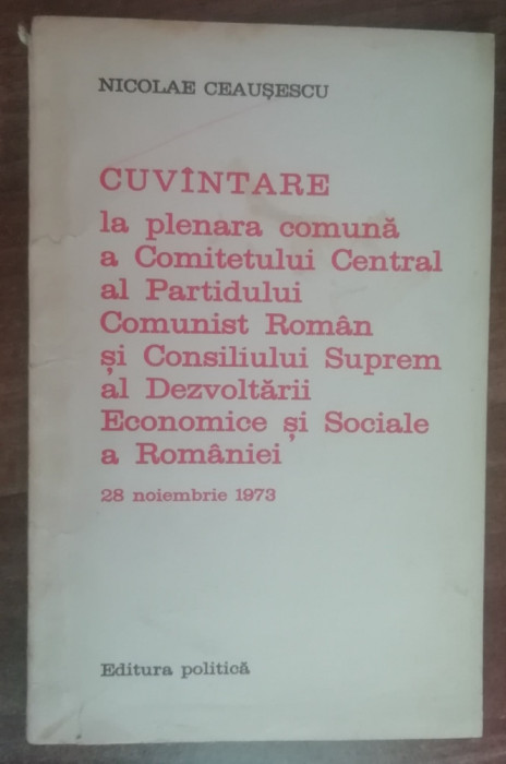 myh 527s - Documente ale Partidului Comunist Roman - 1973 - Piesa de colectie