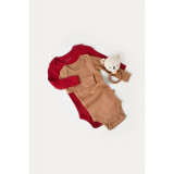 Set 2 body-uri cu maneca lunga bebe unisex din bumbac organic si modal - Maro/Rosu, BabyCosy (Marime: 9-12 luni)