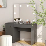 vidaXL Masă de machiaj cu lumini LED, gri, 110x55x145 cm, MDF