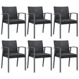 Cumpara ieftin Scaune de gradina cu perne 6 buc. negru 56,5x57x83 cm poliratan