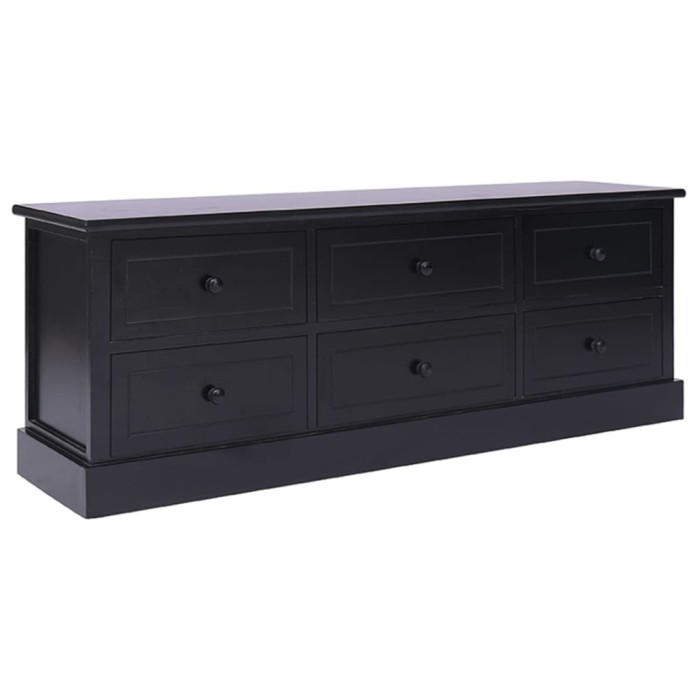 Gossi comoda tv, negru, 108x30x40 cm, lemn masiv de paulownia