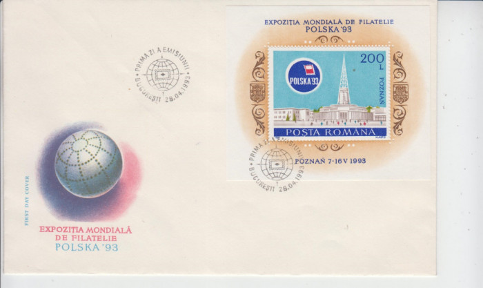 FDCR - Expozitia mondiala de filatelie - Polska 93 - LP1313 - an 1993