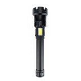 LED професионален фенер, 30W, 2 батерии, zoom, страничен COB Led