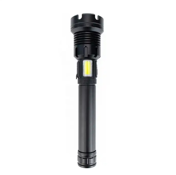 LED професионален фенер, 30W, 2 батерии, zoom, страничен COB Led