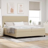 Pat cu arcuri cu saltea Bej Deschis 200x200 cm Țesătură de corduroy