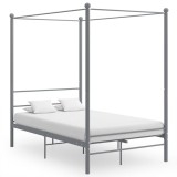 Cumpara ieftin Cadru de pat cu baldachin, gri, 140x200 cm, metal