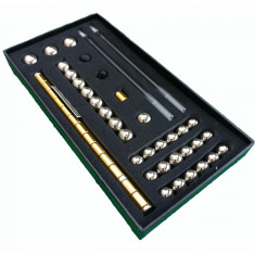 Set Pix Modular Magnetic Premium cu 30 Bile Magnetice, 14 Inele Magnetice, 2 Stylus-uri si 5 Mine, Auriu