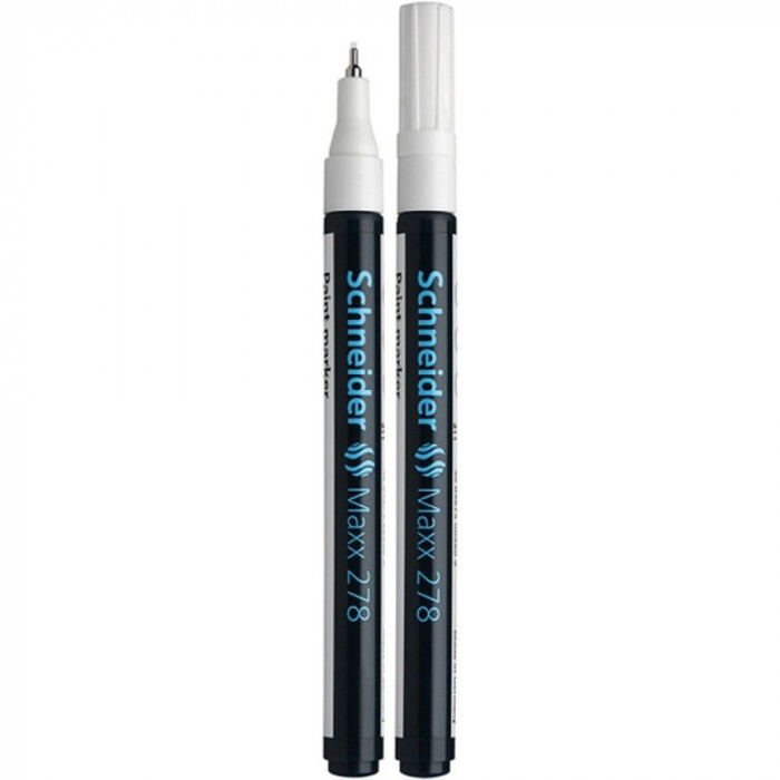 Marker cu Vopsea SCHNEIDER MAXX 278, Varf Subtire, Scriere 0.8 mm, Alb, Marker Colorat, Marker pentru Birou