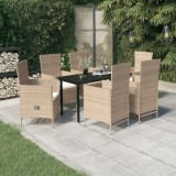 vidaXL Set mobilier pentru grădină, cu perne, 7 piese, bej