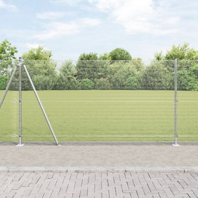 vidaXL &amp;Icirc;mprejmuire de S&amp;acirc;rmă Sudată cu 7 St&amp;acirc;lpi Flanșați 1.2 x 10 m Oțel Galvanizat foto