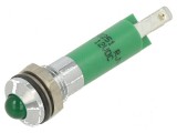 Lampă LED convexă verde 12VDC &Oslash;8mm IP67 &Oslash;5mm