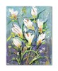 Tablou cu irisi albi pictat manual, 40x30cm acril pe panza in relief efect 3D, Kenny Varniote