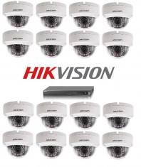 Kit nvr 16 canale video 8 PoE 16 camere dome Hikvision foto