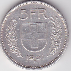 Elvetia 5 franci francs 1931 agatata