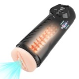 Masturbator Electric 9 Moduri Vibratii, 9 Moduri Suctiune, USB, TPE Realist, Negru, 27.1 cm