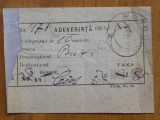 Adeverinta de oficiu postal din Botosani , expediere telegrama , 1910