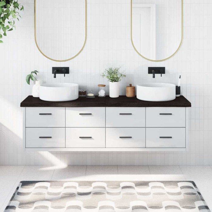vidaXL Blat de baie, maro &icirc;nchis, 180x60x(2-6) cm, lemn masiv tratat