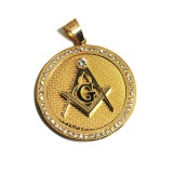 Pandantiv masonic Auriu - Echer si Compas cu Litera G - MM997, Fashion Manufacturer