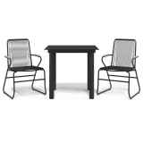 Cumpara ieftin Set cu masa pentru gradina, 3 piese, PVC negru, ratan