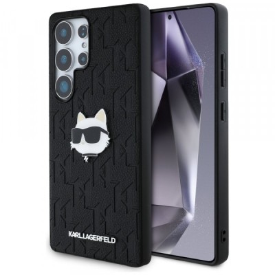 Husa pentru Samsung Galaxy S25 Ultra S938, Karl Lagerfeld, Monogram Choupette&amp;#039;s Head, Neagra foto