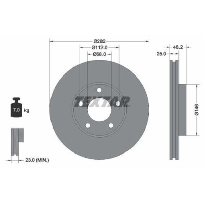 Set disc frana Vw Passat B5 (3b2) 08.96-12.01, Fata, 282X25mm, ventilat, TEXTAR foto