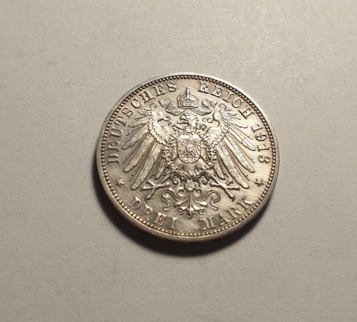 Germania 3 Mark Marci 1913 UNC Saxonia Battle of Leipzig