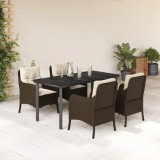 VidaXL Set mobilier de grădină, 5 piese, cu perne, maro, poliratan
