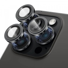 Folie de protectie Camera Spate Lito S+ pentru Apple iPhone 15 Pro Max / 15 Pro, Sticla Securizata, Neagra