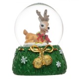 Glob Lichid Decorativ Crăciun, Cerb, Diametru 4.5cm, &Icirc;nălțime 6cm, Verde, Sticlă, Oem