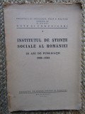 INSTITUTUL DE STIINTE SOCIALE AL ROMANIEI , 25 ANI DE PUBLICATII 1919-1944